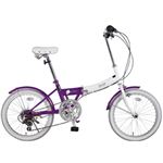 20インチ カラフル折りたたみ自転車 6段変速 TRAILER パープル BGC-N10-PL