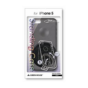 GREENHOUSE iPhone5用スタンド付きシェルカバー ブラック GH-CA-IP5RK - 拡大画像