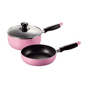 和平フレイズ カラフルスマイル IHフライパン＆雪平鍋18cmピンク CM-8743 1048889