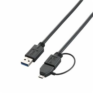 エレコム 変換アダプタ付きUSB3.0ケーブル（A-microB） USB3-AMBAD05BK