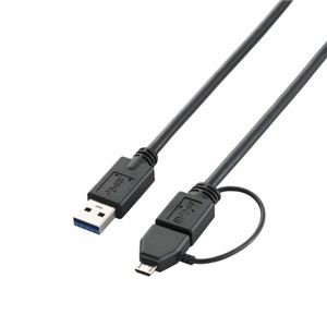 エレコム 変換アダプタ付きUSB3.0ケーブル（A-microB） USB3-AMBAD15BK