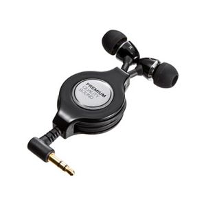 サンワサプライ ステレオイヤホン（巻き取り式） MM-HP118BK