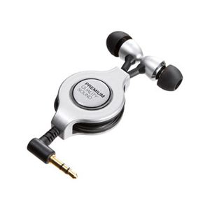 サンワサプライ ステレオイヤホン（巻き取り式） MM-HP118SV