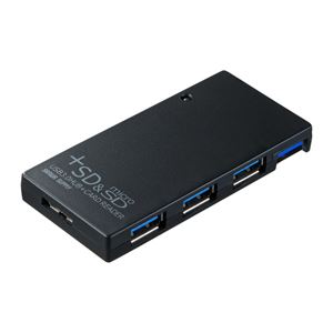 サンワサプライ USB3.0SDカードリーダー付きハブ（ブラック） USB-HCS315BK - 拡大画像