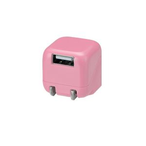 GREENHOUSE コンパクトAC-USB充電器 「ピコキューブ」 ピンク GH-AC-U1CP - 拡大画像