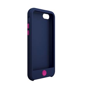 エレコム iPhone 5c用シリコンケース／濃ブルー×濃ピンク PS-A13SC2BU