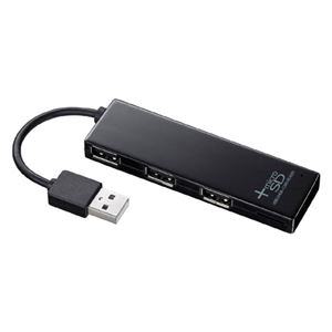 microSDカードリーダー付きUSB2.0ハブ（ブラック） USB-HCM307BK - 拡大画像