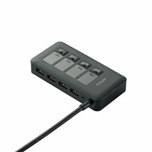 ELECOM（エレコム） USB3.0対応個別スイッチ付き4ポートUSBハブ U3H-S409SBK - 拡大画像