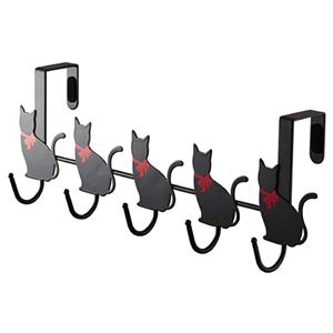 山崎実業 ドアハンガー 猫 5連 横型 ブラック YJ-07935