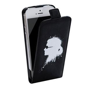 Karl Lagerfeld Graffiti Collection Leather Hard Case with Flap for iPhone 5s／5 Graffiti Black KLFLP5GBL