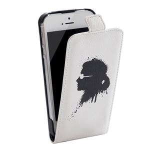 Karl Lagerfeld Graffiti Collection Leather Hard Case with Flap for iPhone 5s／5 Graffiti White KLFLP5GWH