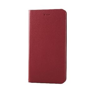 エレコム iPhone6s Plus／6 Plus用本革（スプリット）カバー／レッド PM-A15LPLFHRD - 拡大画像