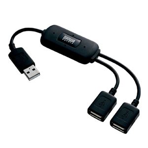 （まとめ）サンワサプライ USB2.0ハブ（2ポート・ブラック） USB-HUB228BK【×2セット】 - 拡大画像