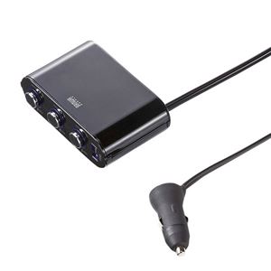 （まとめ）サンワサプライ USB付き3連ソケット（シガーライターソケット用） CAR-CHR60CU【×2セット】 - 拡大画像