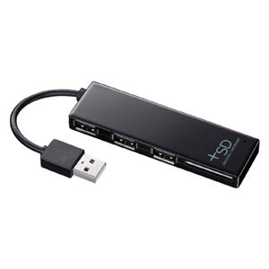 （まとめ）サンワサプライ SDカードリーダー付きUSB2.0ハブ（ブラック） USB-HCS307BK【×3セット】 - 拡大画像