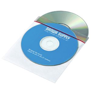 （まとめ）サンワサプライ 裏面シール付DVD・CD不織布ケース（ティアテープ付・50枚入り） FCD-FT50W【×3セット】 - 拡大画像