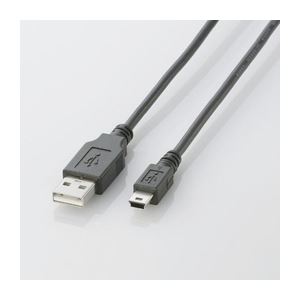 （まとめ）エレコム USB2.0ケーブル（mini-Bタイプ） U2C-M05BK【×10セット】 - 拡大画像