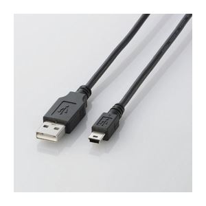 （まとめ）エレコム USB2.0ケーブル（mini-Bタイプ） U2C-M10BK【×10セット】 - 拡大画像