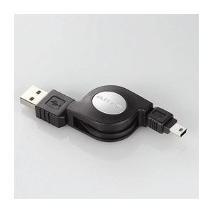 （まとめ）エレコム 巻き取り式USBケーブル USB-RLM508B【×3セット】 - 拡大画像