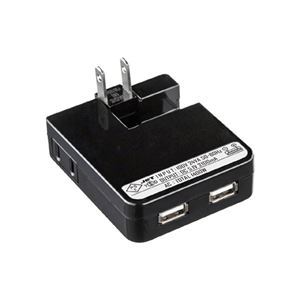 (まとめ)サンワサプライ USB充電タップ型ACアダプタ(出力2.1A×2ポート)ブラック ACA-IP25BK【×2セット】 商品画像