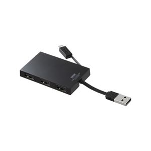 （まとめ）サンワサプライ スマートフォン充電・データ転送対応4ポートUSB2.0ハブ（ブラック） USB-HMU403BK【×3セット】 - 拡大画像