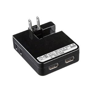 (まとめ)サンワサプライ USB充電タップ型ACアダプタ(出力2.1A×2ポート)ブラック ACA-IP27SBK【×2セット】 商品画像