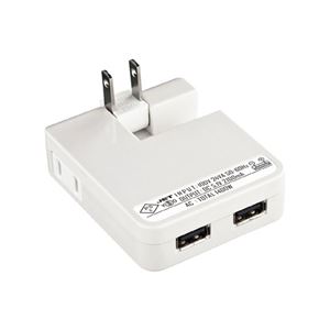 (まとめ)サンワサプライ USB充電タップ型ACアダプタ(出力2.1A×2ポート)ホワイト ACA-IP27SW【×2セット】 商品画像