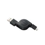 （まとめ）エレコム 充電／データ転送用巻取りmicroUSBケーブル MPA-AMBIRLC08BK【×3セット】