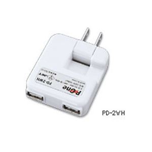 （まとめ）PROTEK USB ACアダプター2ポート ホワイト PD-2WH【×5セット】 - 拡大画像