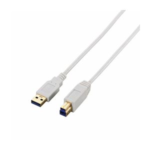 （まとめ）エレコム 極細USB3.0ケーブル（A-B） USB3-ABX10WH【×3セット】 - 拡大画像