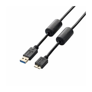 （まとめ）エレコム フェライトコア付きUSB3.0ケーブル（A-microB） USB3-AMBF10BK【×3セット】 - 拡大画像
