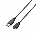 （まとめ）エレコム 極細USB3.0ケーブル（A-microB） USB3-AMBX10BK【×3セット】