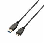 （まとめ）エレコム 極細USB3.0ケーブル（A-microB） USB3-AMBX15BK【×3セット】