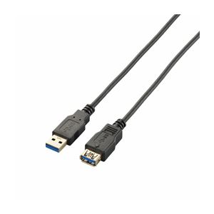 （まとめ）エレコム 極細USB3.0延長ケーブル（A-A） USB3-EX10BK【×3セット】 - 拡大画像