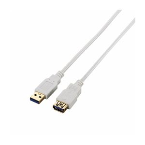 （まとめ）エレコム 極細USB3.0延長ケーブル（A-A） USB3-EX10WH【×3セット】 - 拡大画像