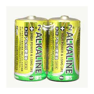 （まとめ）BPS 電池企画販売 単2形アルカリ乾電池 2本パック LR14BP-2S【×20セット】 - 拡大画像