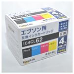 （まとめ）ワールドビジネスサプライ 【Luna Life】 エプソン用 互換インクカートリッジ IC4CL62 4本パック LN EP62／4P【×3セット】