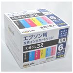 （まとめ）ワールドビジネスサプライ 【Luna Life】 エプソン用 互換インクカートリッジ IC6CL32 6本パック LN EP32／6P【×3セット】