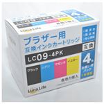 （まとめ）ワールドビジネスサプライ 【Luna Life】 ブラザー用 互換インクカートリッジ LC09-4PK 4本パック LN BR9／4P【×3セット】