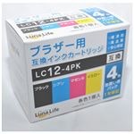 （まとめ）ワールドビジネスサプライ 【Luna Life】 ブラザー用 互換インクカートリッジ LC12-4PK 4本パック LN BR12／4P【×3セット】