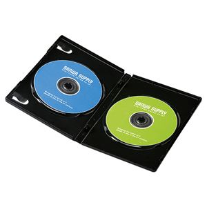 （まとめ）サンワサプライ DVDトールケース（2枚収納） DVD-TN2-03BK【×10セット】 - 拡大画像