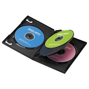(まとめ)サンワサプライ DVDトールケース(4枚収納) DVD-TN4-03BK【×5セット】 商品写真
