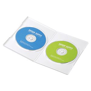 （まとめ）サンワサプライ スリムDVDトールケース（2枚収納） DVD-TU2-10W【×5セット】 - 拡大画像
