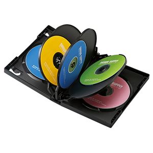 （まとめ）サンワサプライ DVDトールケース（8枚収納） DVD-TW8-03BK【×3セット】 - 拡大画像