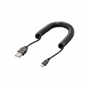 （まとめ）エレコム 充電専用Micro-USBケーブル（カールケーブル） MPA-AMBCCRLBK【×5セット】 - 拡大画像
