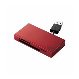 （まとめ）エレコム USB3.0対応ケーブル収納メモリリーダライタ MR3-K005RD【×2セット】 - 拡大画像