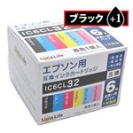 （まとめ）ワールドビジネスサプライ 【Luna Life】 エプソン用 互換インクカートリッジ IC6CL32 ブラック1本おまけ付き 7本パック LN EP32／6P BK+1【×3セット】