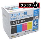 （まとめ）ワールドビジネスサプライ 【Luna Life】 ブラザー用 互換インクカートリッジ LC11-4PK ブラック1本おまけ付き 5本パック LN BR11／4P BK+1【×3セット】