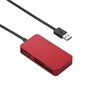 （まとめ）エレコム USB3.0対応メモリリーダライタ MR3-A006RD【×2セット】 - 拡大画像
