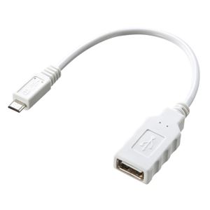 （まとめ）サンワサプライ USBホスト変換アダプタケーブル（MicroBオス-Aメス） AD-USB18W【×5セット】 - 拡大画像
